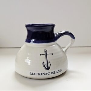 Mackinac Island Nautical Stoneware Coffee Mug Anchor Non Slip Souvenir Pottery
